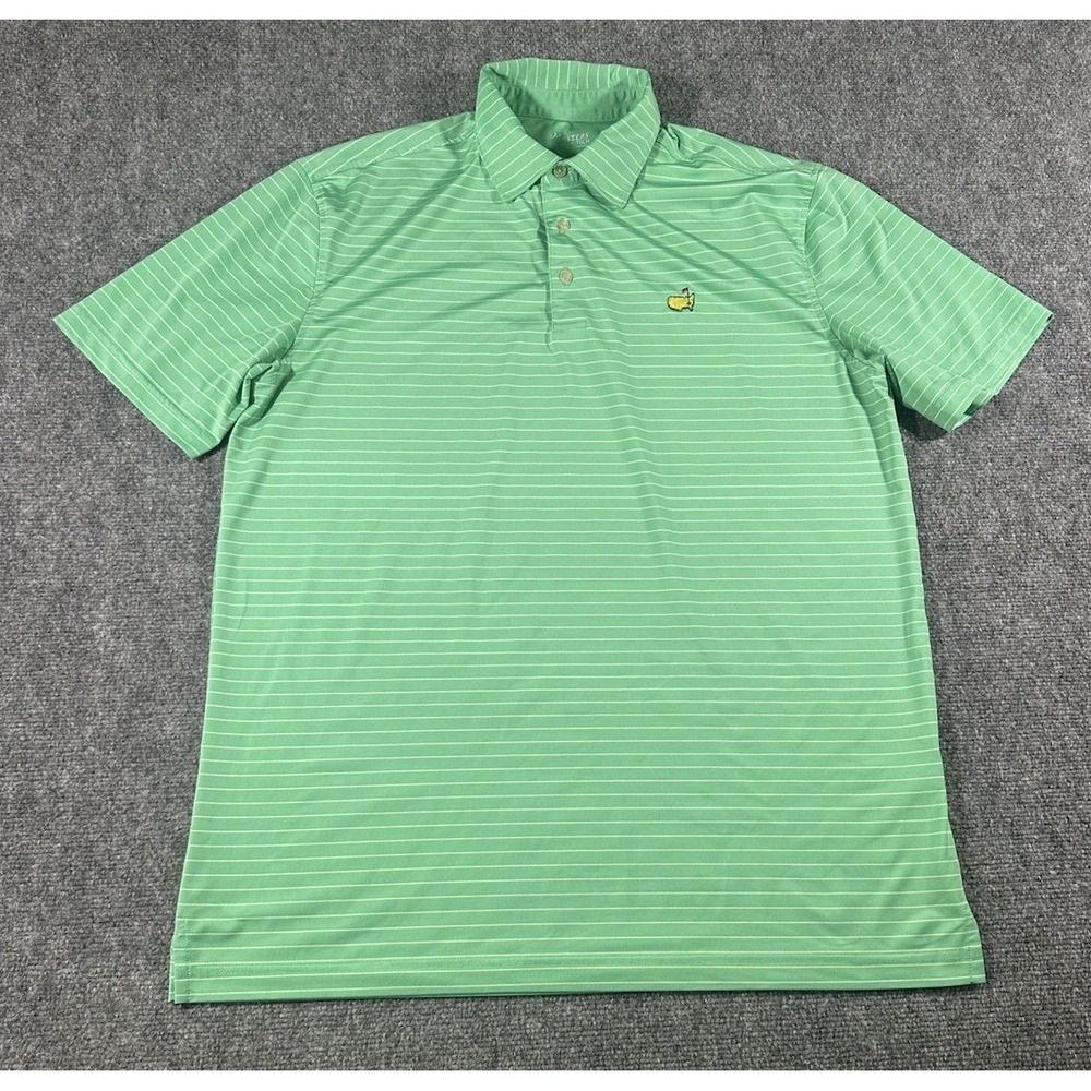 Masters Tech Golf Shirt Mens L Green Stripe Polo Augusta National Tournament